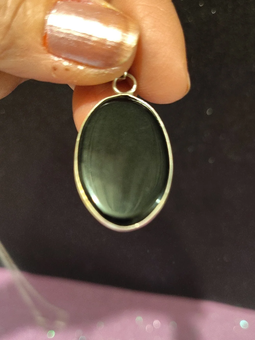 2 For $10 Onyx (Glass) Pendant Necklace